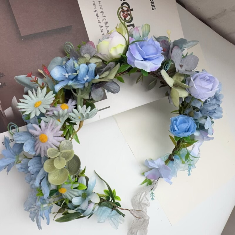 DIY森系风蓝色玫瑰绣球百合布艺花朵花环头饰姐妹拍照道具发饰,饰品/流行首饰/时尚饰品新,发饰,淘宝优惠券,粉丝福利购,淘宝优惠卷