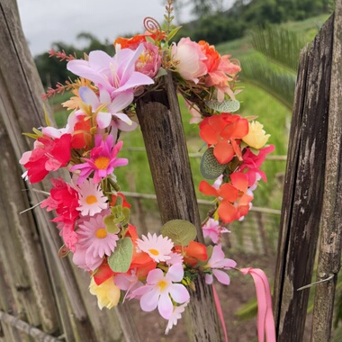 DIY森系橘红橙色布艺花朵仙女花环女头纱头箍儿童头花头饰