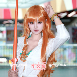 第二氏 海贼王ONE PIECE 娜美 Nami 橘色长发 卷发 COS假发 Q41