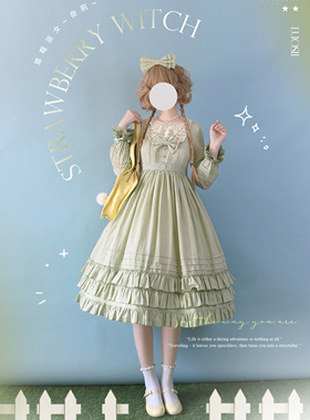 草莓巫女 原创lolita现货设计日常少女奈莉op刺绣款op 洋装连衣裙