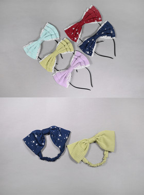 草莓巫女原创lolita设计仲夏星河2.0古典烫银纯色kc发带配饰