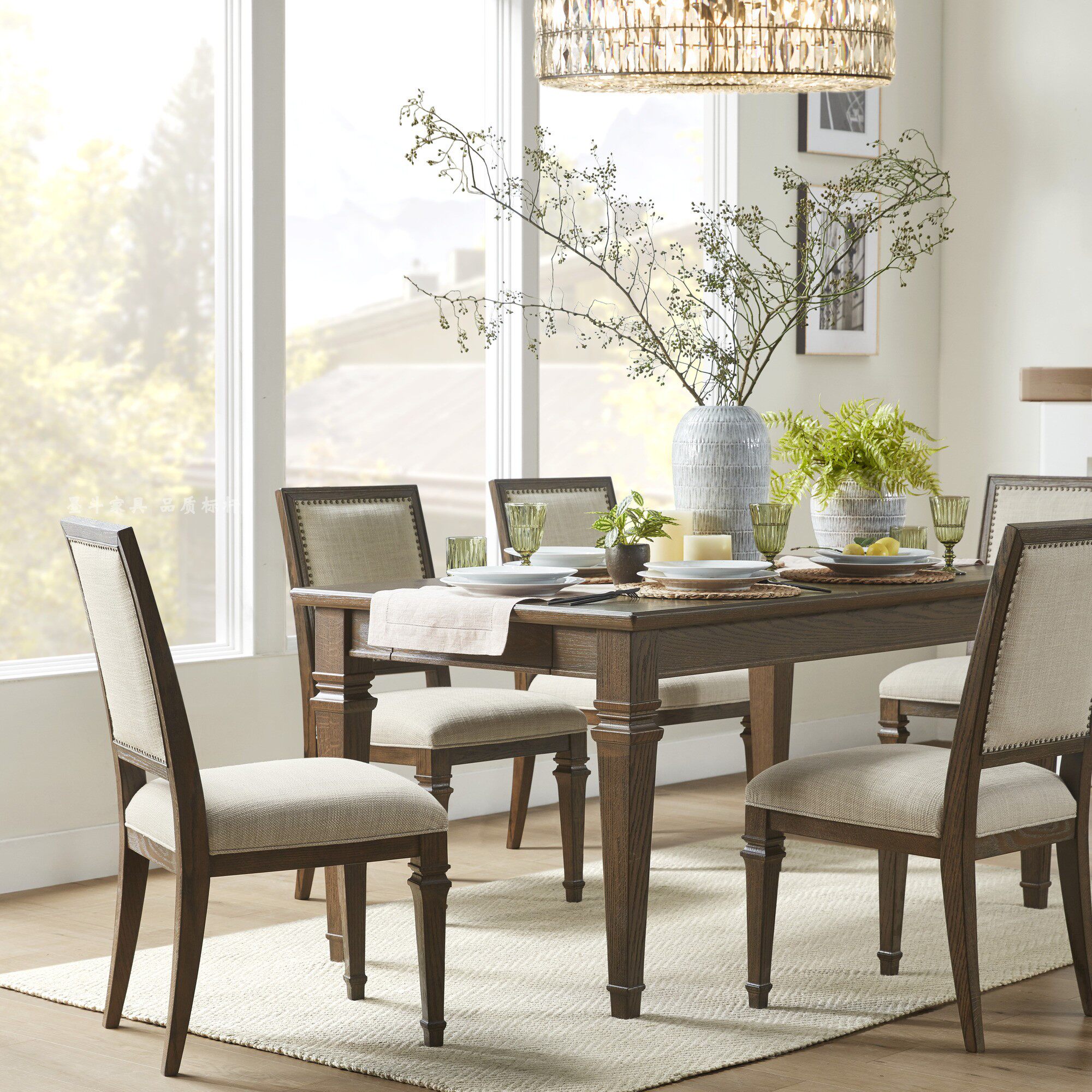 Harbor美式餐桌餐椅组合美式乡村家用长桌美式实木餐桌定制House