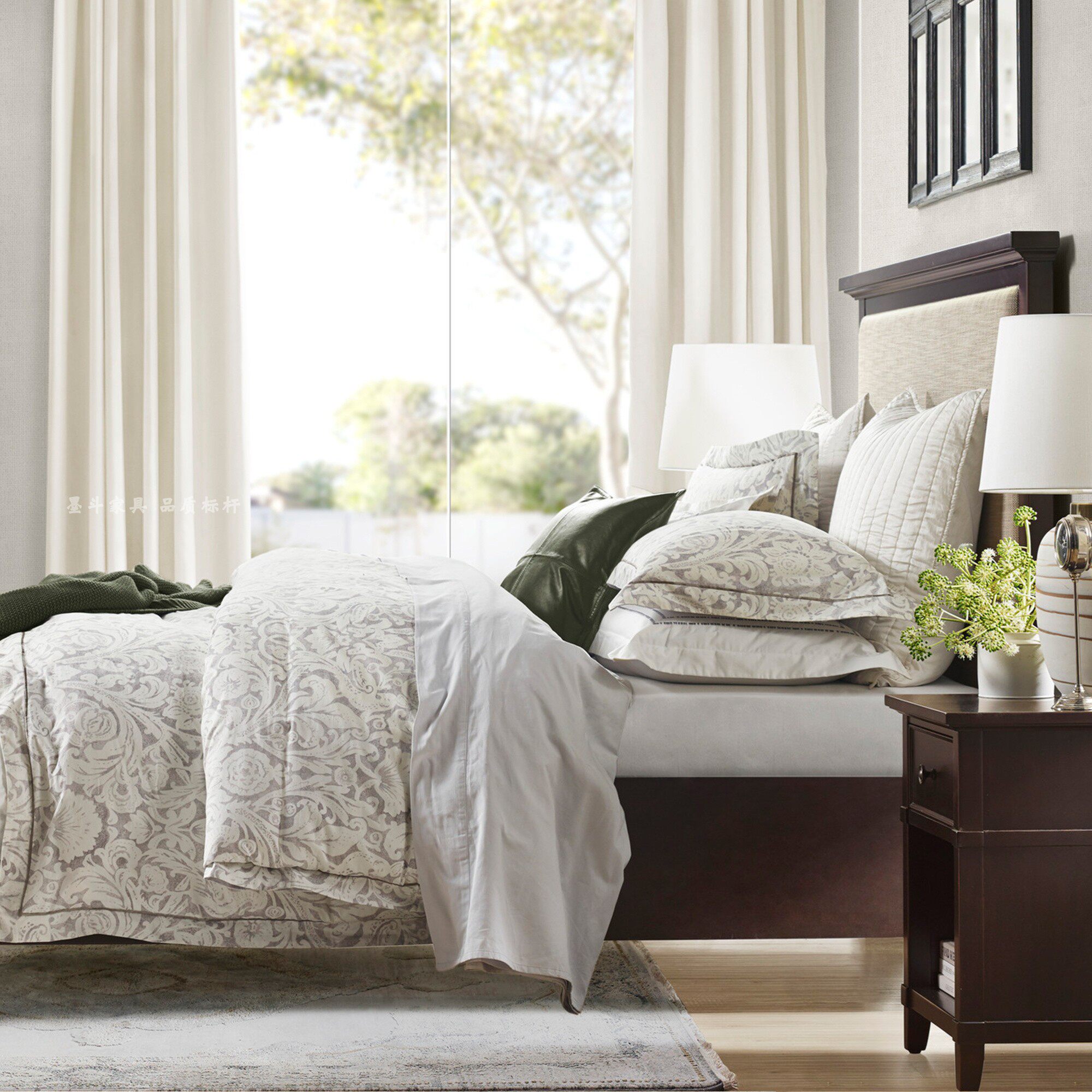 harbor美式实木床现代简约乡村风主卧双人床实木大床床头柜house