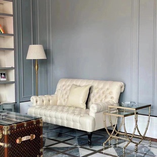 美式克法式布艺沙发双人沙发长脚踏客厅家具美家双人沙发美式沙发