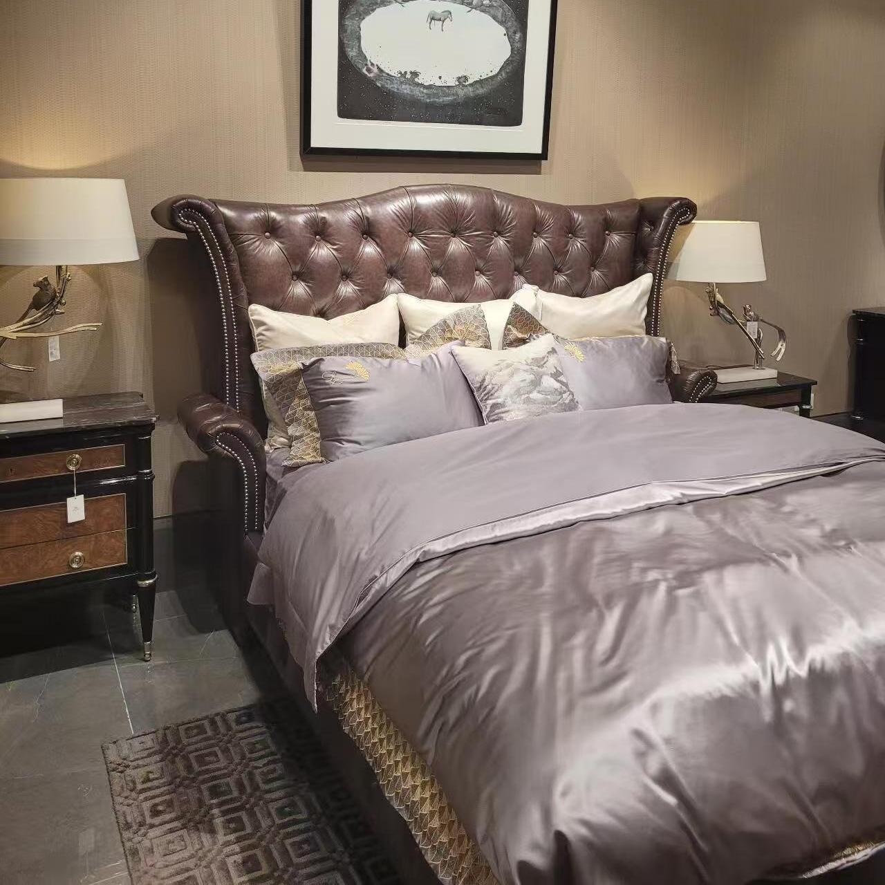 牛皮床美克奢华JR美家进口实木