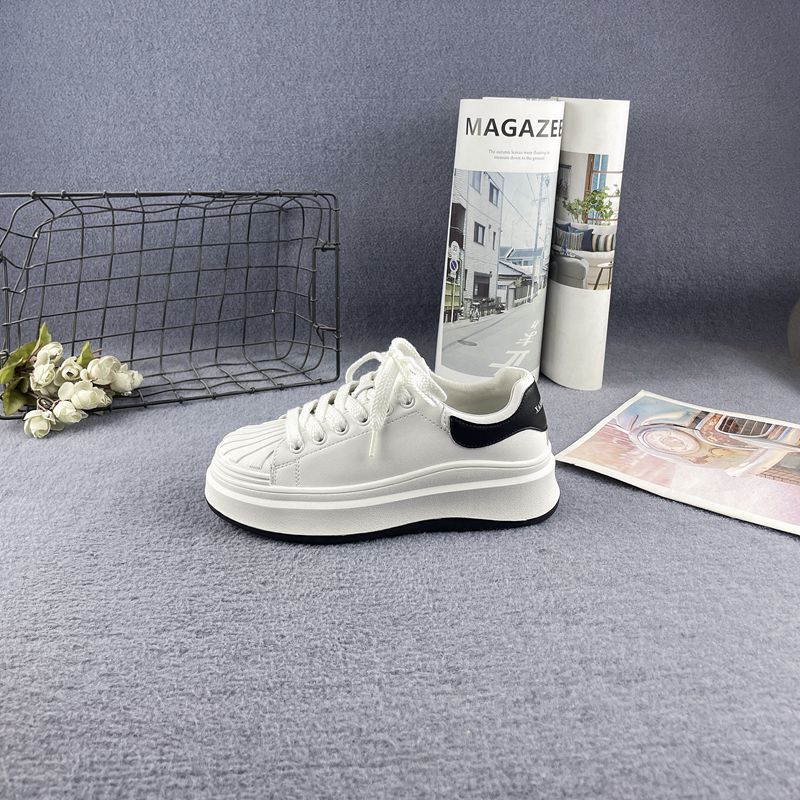 牛皮贝壳头增高厚底时尚休闲板鞋