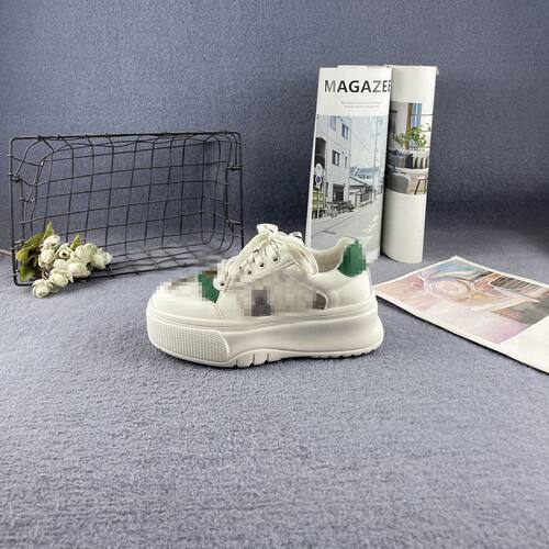 牛皮网纱拼色增高厚底百搭休闲鞋