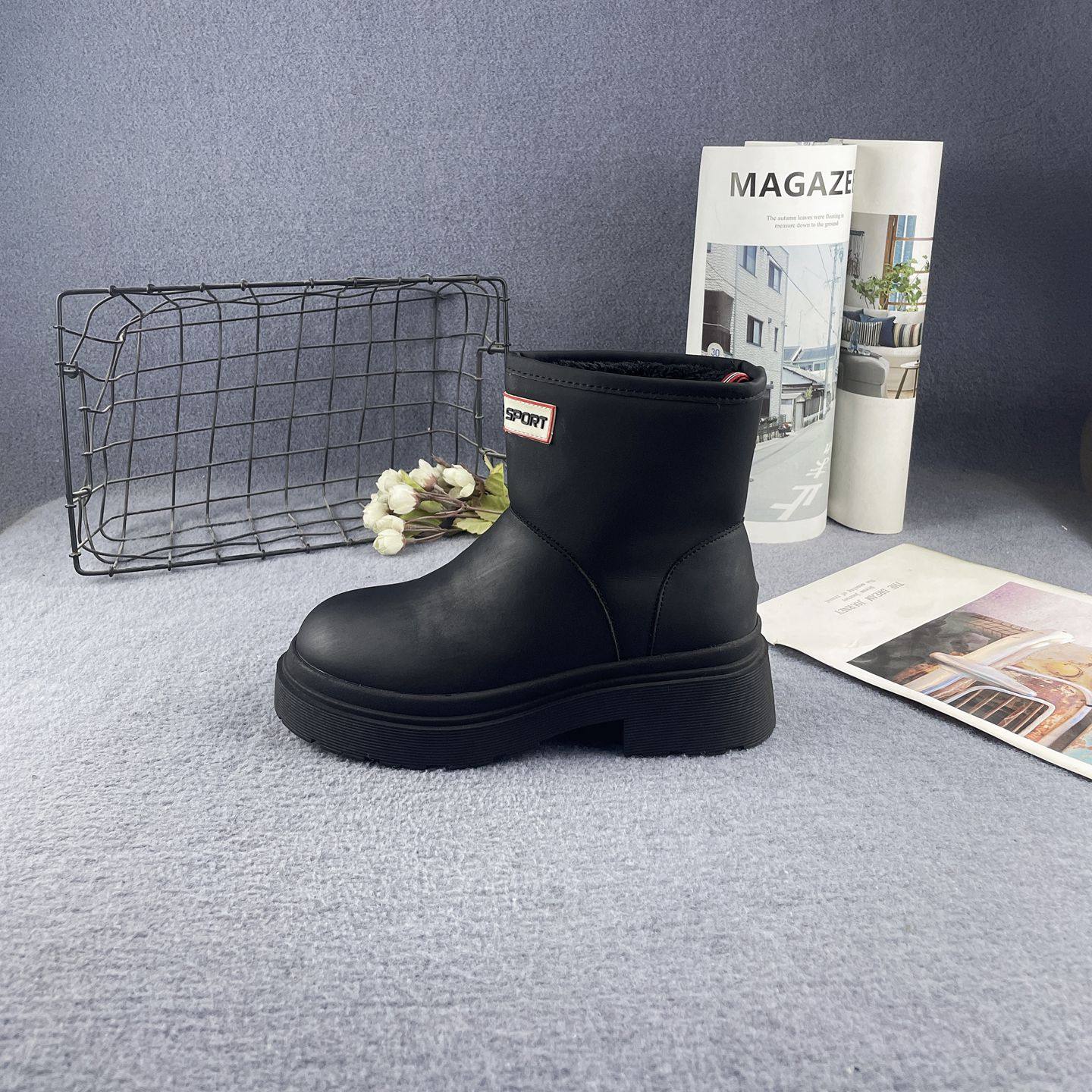 真皮专柜断码秋冬新款粗跟厚底加绒保暖套筒显瘦外穿雪地靴女棉靴,女鞋,时尚雪地靴,淘宝优惠券,粉丝福利购,淘宝优惠卷