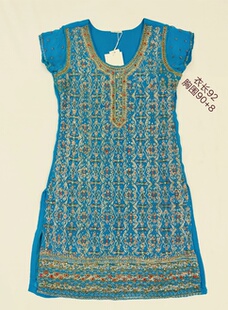 印度铜掐丝钉珠刺绣古着上衣修身库塔尼泊尔vintage旅行女装天蓝