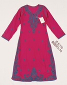 印度全手工刺绣上衣侧开衩修身 库搭尼泊尔vintage旅行女装 玫红色