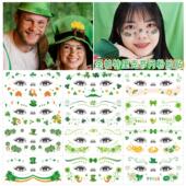 圣帕特里克爱尔兰节闪粉纹身贴纸四叶草帽节日脸贴Saint Patrick