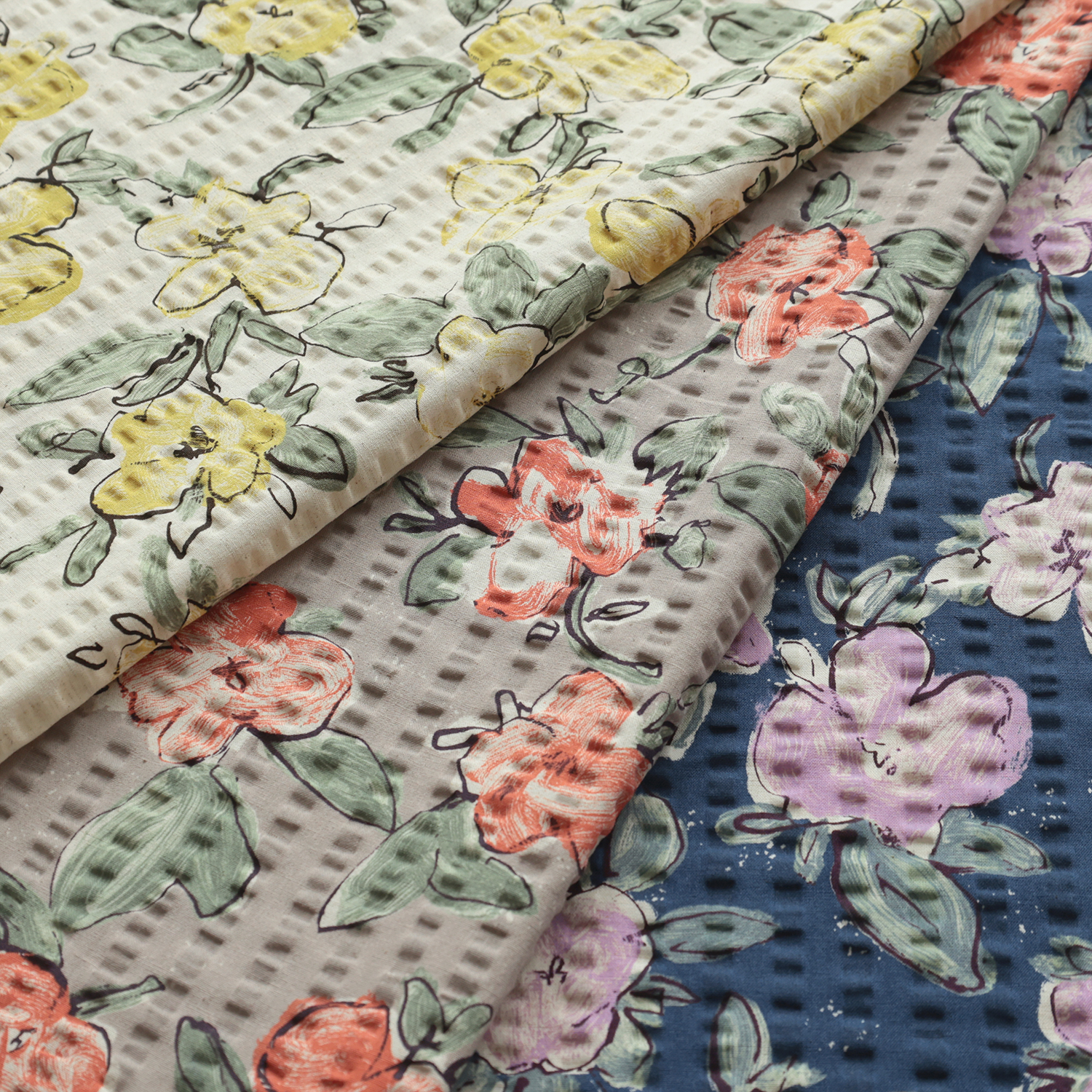 日本进口北高棉麻盐缩布野绘之花