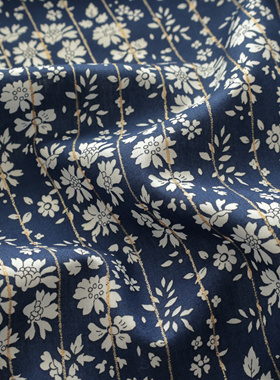 英国正品liberty面料100支lawn长纤棉柔软衬衫服装布料卡佩尔烫金