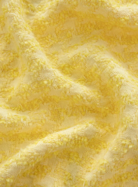 韩国进口JZ小香风混纺面料秋冬黄色手工外套套装服装布料柔絮织纹