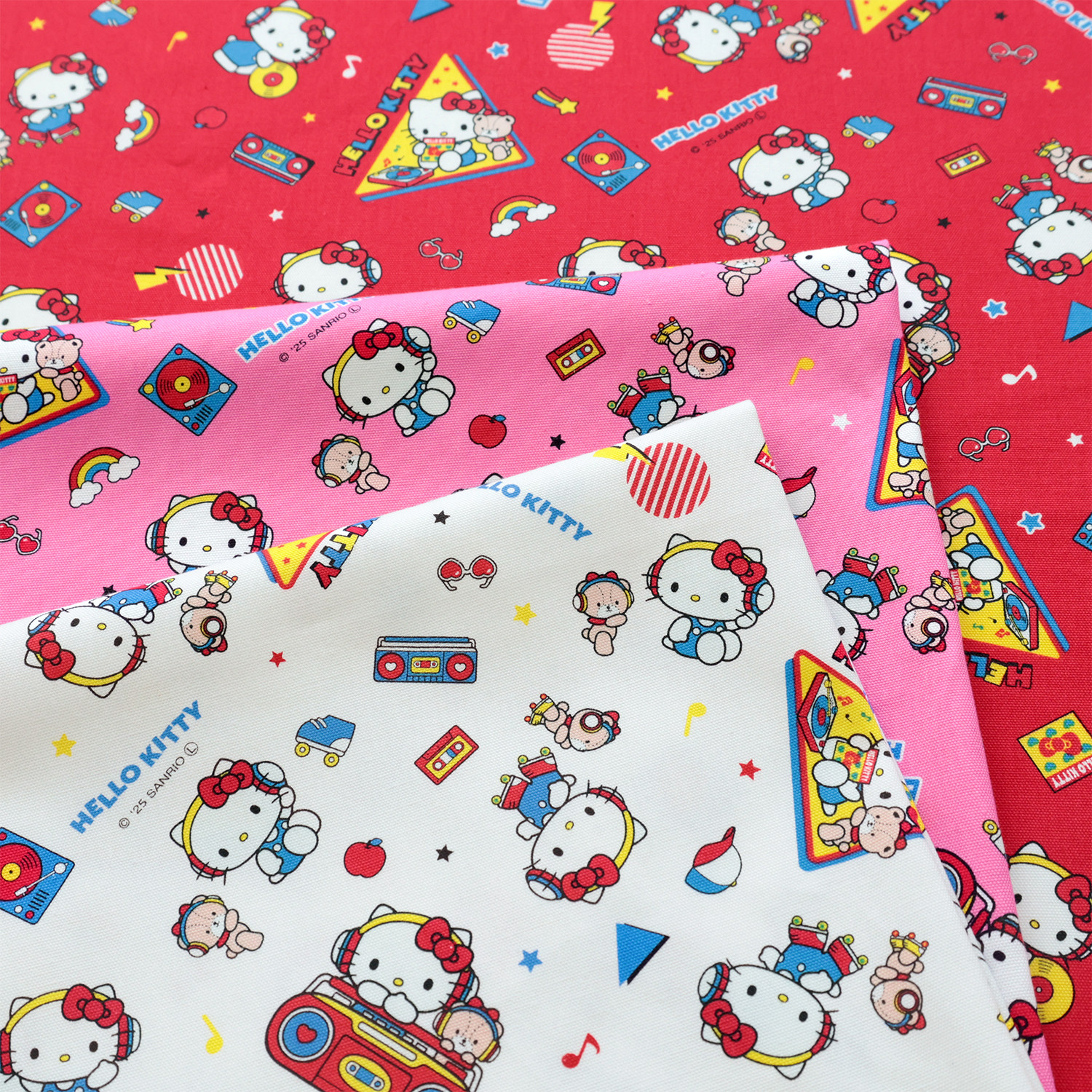 日本进口牛津棉面料版权布三丽鸥清原手工DIY纯棉布KITTY音乐派对,居家布艺,海绵垫/布料/面料/手工diy,淘宝优惠券,粉丝福利购,淘宝优惠卷