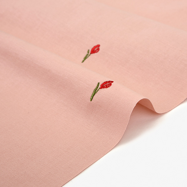 dailylike进口纯棉刺绣布料水洗棉绣花DIY手工服装睡衣面料郁金香