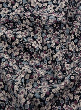 日本进口21W灯芯绒面料hokkoh纯棉手工diy秋冬外套服装布静谧花丛