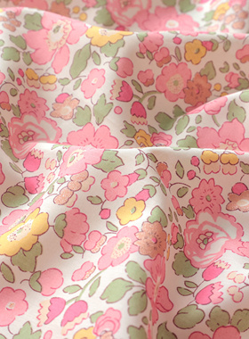 英国正品liberty面料100支lawn长纤棉手工柔软裙子布艺蓓斯蒂烫金