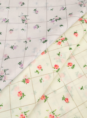 日本进口小纹工房60支Lawn棉面料舒适夏季柔软服装布印染菱格玫瑰