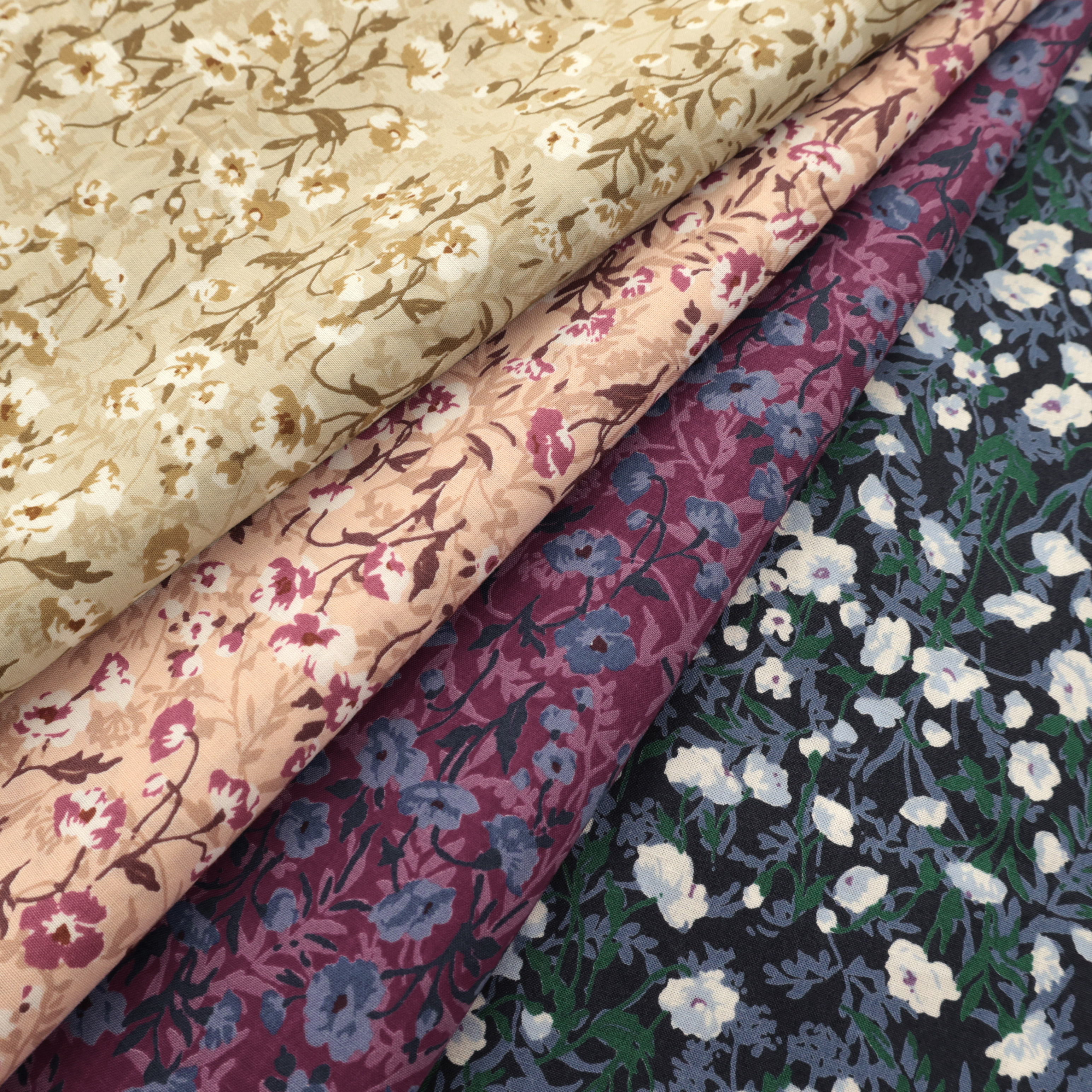 日本进口纯棉布料sunwell60支有机棉diy典雅上衣裙子服装滟滟花影