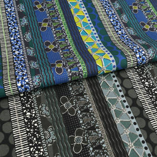 日本进口布料cosmo纯棉20支平纹棉手工包袋连衣裙上衣DIY条纹花园