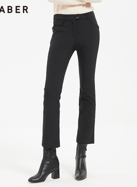 chaber巧帛商场同款冬季新品休闲裤女百搭纯色中腰裤子124523