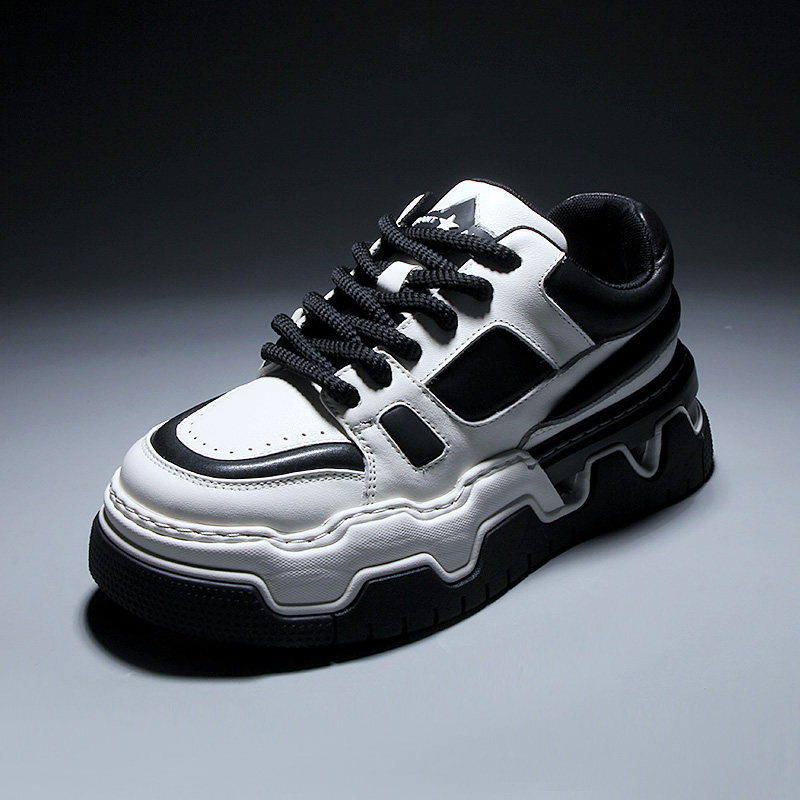 欧货头层牛皮厚底增高小白鞋男鞋潮流黑白拼色低帮休闲板鞋运动鞋,流行男鞋,休闲板鞋,淘宝优惠券,粉丝福利购,淘宝优惠卷