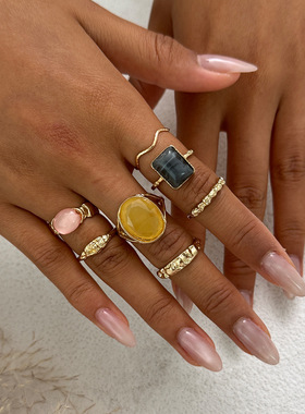 液态金属褶皱食指戒指套装