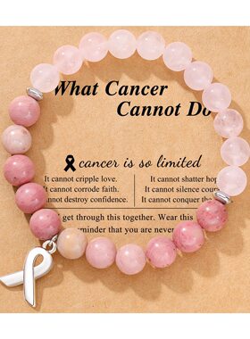 Bracelet Cancer手链节日礼物粉晶丝带吊坠手链红纹石蝴蝶结手链