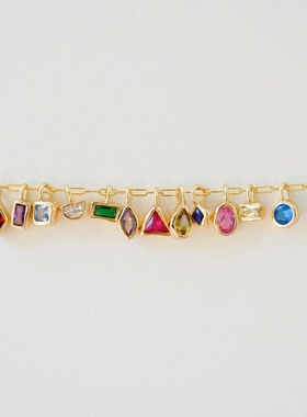 DIY十二生辰石吊坠几何长方形正方形包裹配件首饰个性化自由组装