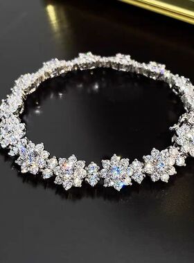 锆石微镶太阳花手链女高级满钻石ins小众设计潮花朵闺蜜手饰