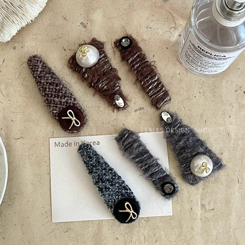 秋冬新款复古毛线缠绕珍珠蝴蝶结发夹轻奢感边夹时尚气质bb夹,饰品/流行首饰/时尚饰品新,民族风发饰,淘宝优惠券,粉丝福利购,淘宝优惠卷