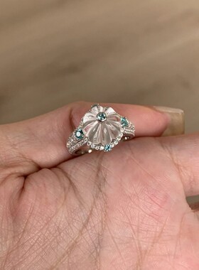 仿白水晶南瓜珠戒指中古风女小众古董感指环轻奢百搭款戒指