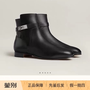 支持鉴定！爱马仕新款女鞋时尚百搭搭扣小牛皮高帮短靴皮靴