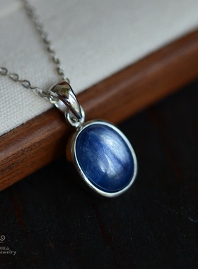 s925纯银天然蓝晶石项链