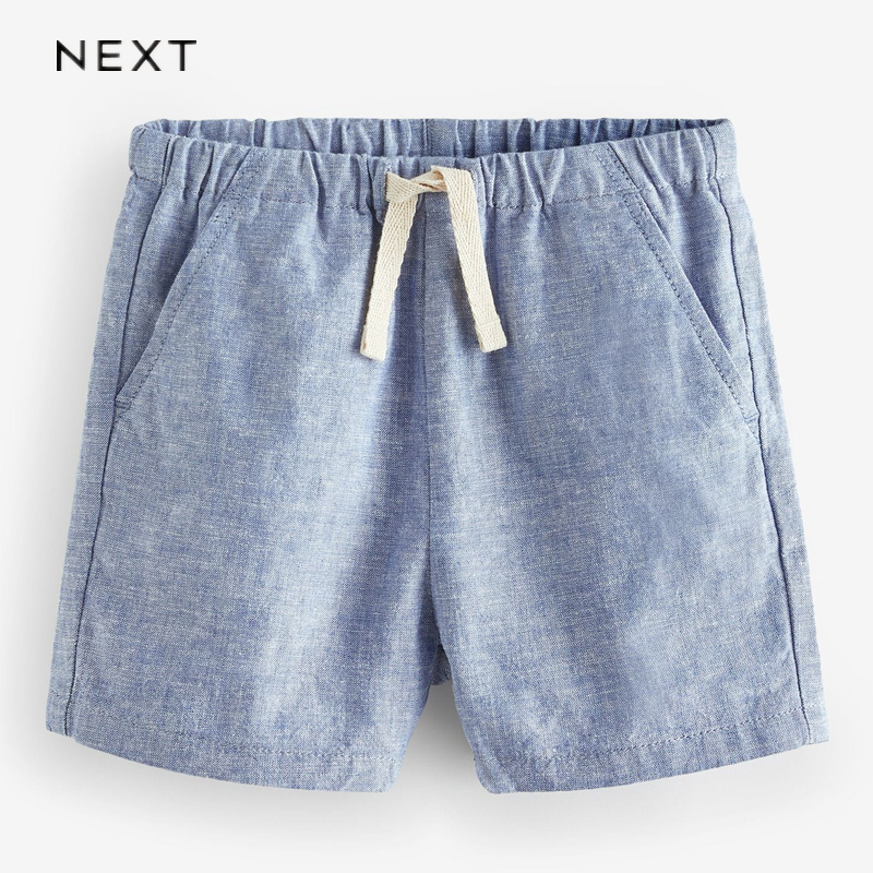 正品现货英国NEXT夏男宝宝纯棉沙滩裤两件套男童运动休闲棉麻短裤