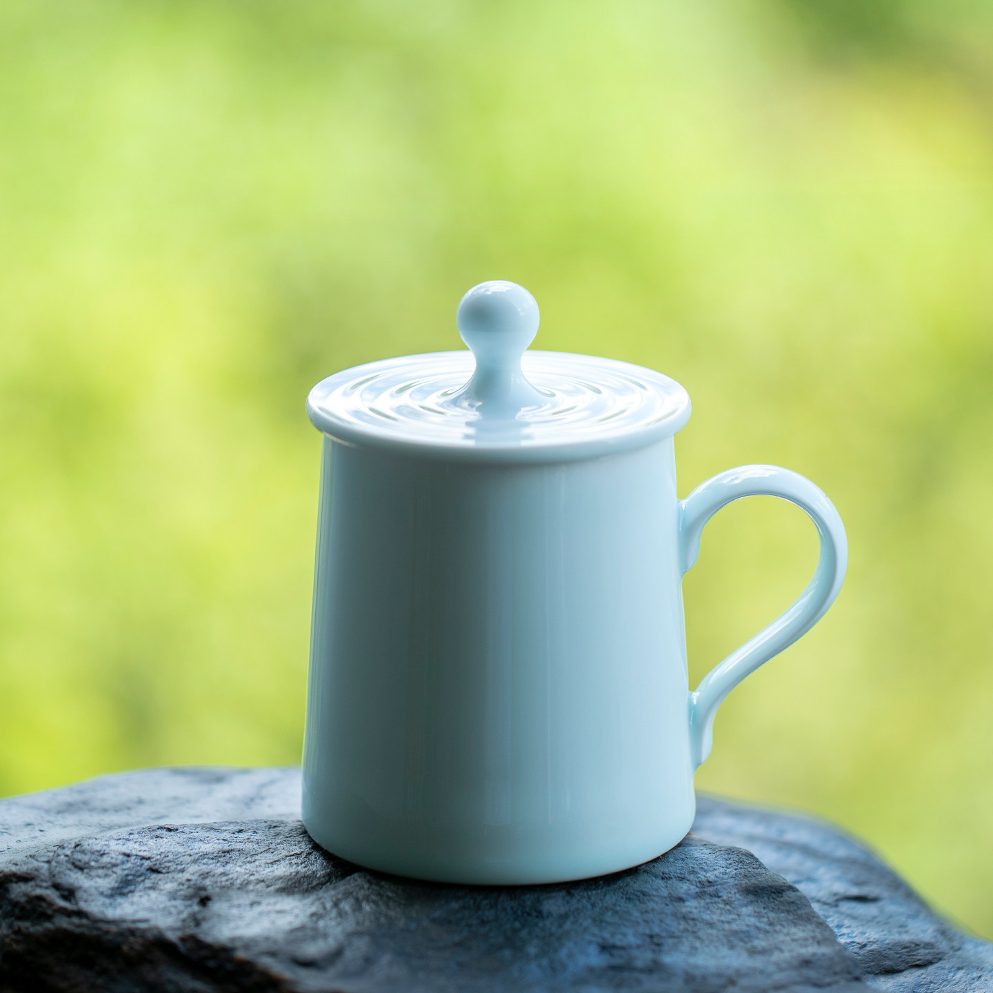 山水间水滴办公马克杯带盖景德镇手工陶瓷高颜值水杯子定制礼品杯