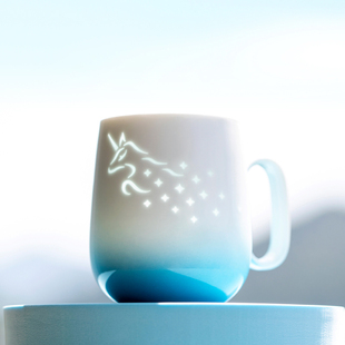 山水间仙鹿梦马玲珑杯高颜值陶瓷马克杯大容量情侣杯礼品生日杯子