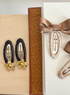 高级感花朵缎面蝴蝶结bb夹女童可爱前额侧边碎发夹刘海发饰原创