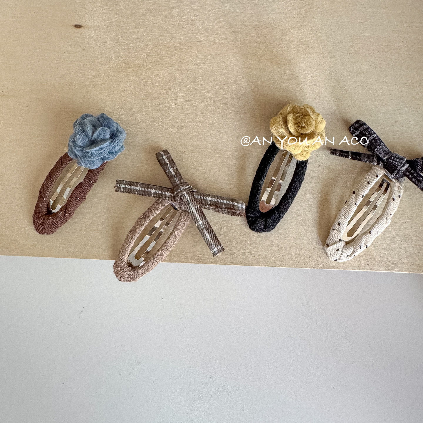 ins韩系毛毛手工花朵蝴蝶结bb夹女童秋冬可爱发饰刘海夹百搭对夹