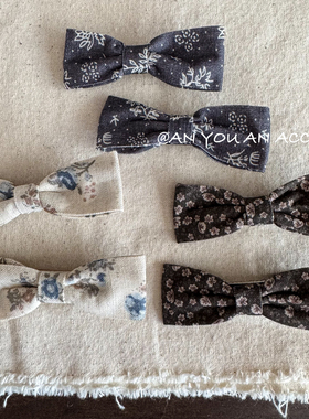 ins碎花手工蝴蝶结发夹小众韩系可爱宝宝对夹刘海夹发饰原创森系