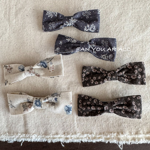 ins碎花手工蝴蝶结发夹小众韩系可爱宝宝对夹刘海夹发饰原创森系