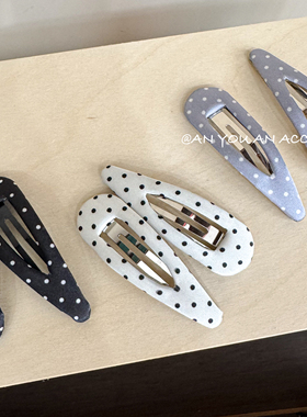 2个装百搭水滴复古波点bb夹气质缎面碎发刘海夹ins韩版边夹发饰