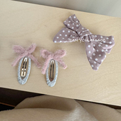 奶乎乎乖乖粉波点毛毛蝴蝶结bb夹女孩手工发夹边夹百搭韩系发饰