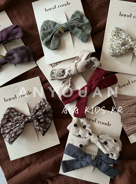 2.0新款森系手工蝴蝶结儿童发夹原创定制发饰百搭边夹女宝刘海夹