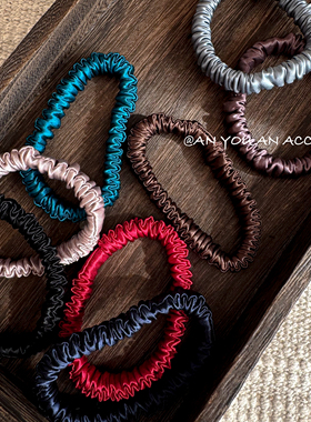 2条入·19姆米100%真丝肠圈·姜妍同款红色发圈不勒头无扎痕发绳