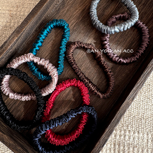 2条入·19姆米100%真丝肠圈·姜妍同款红色发圈不勒头无扎痕发绳