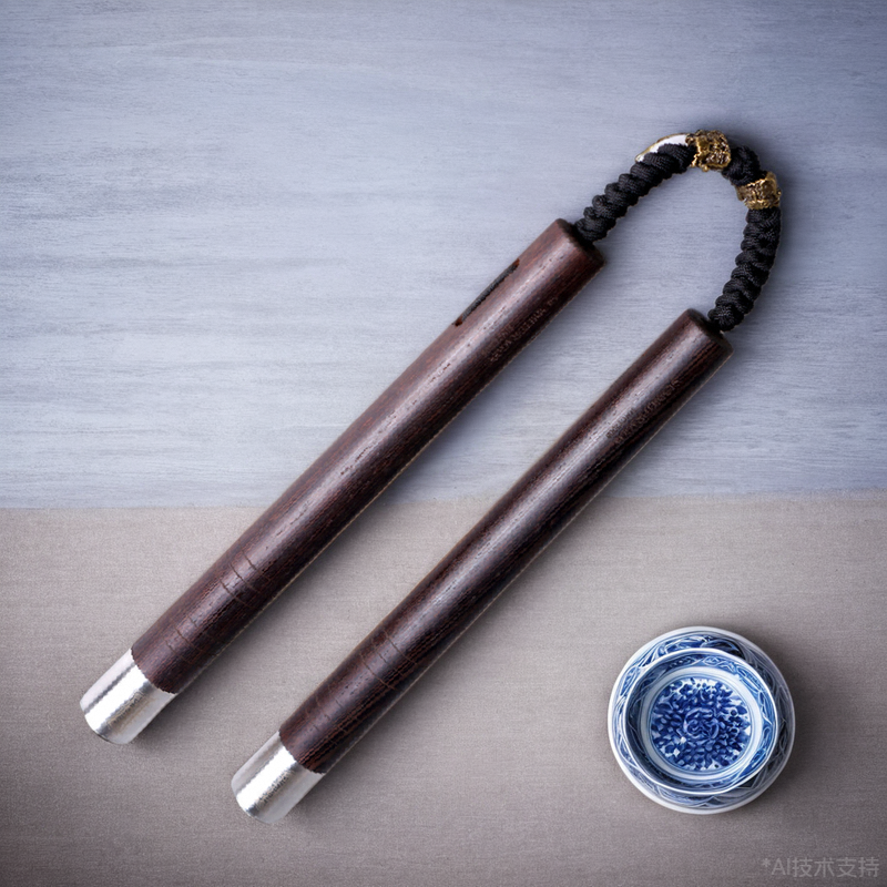 summitdragon黑鸡翅木双节棍不锈钢套保护文韵与实用结合两节棍