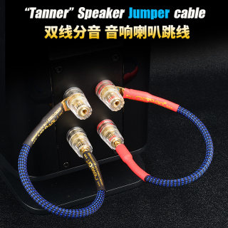 天蓝Tanner无氧铜6N音箱跳线双线分音hifi香蕉头Y插U插音响喇叭线