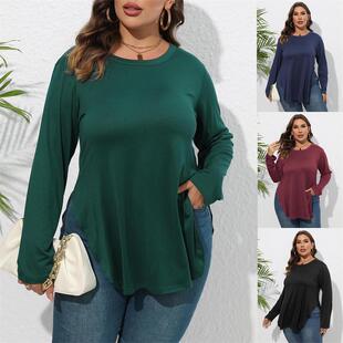 XL-4XL plus size women T shirt ladies tops 春秋休闲T恤打底衫